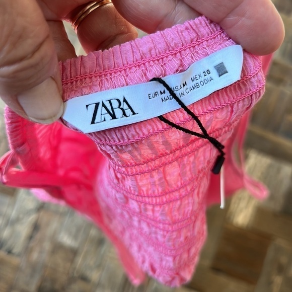 Zara Pink Draped Ruched High Neck Crop Top NWT - Picture 7 of 8